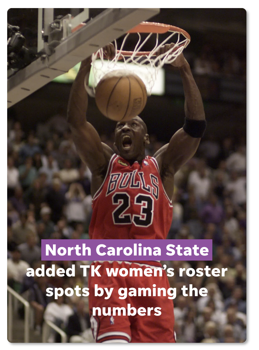 The front face of a sports-card-inspired design, featuring a large image of Michael Jordan and some large, colorful text.