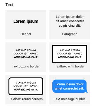 Text element buttons