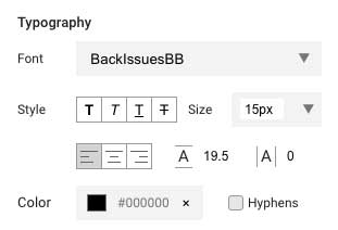 Typography controls